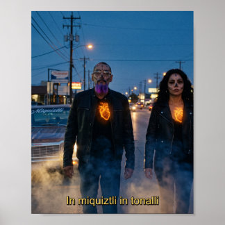 Poster Miquiztli Duo Calavera Caminhando - Cartaz