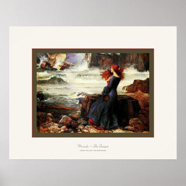 Pôster Miranda ~ O Tempest ~ John W Waterhouse (Frente)