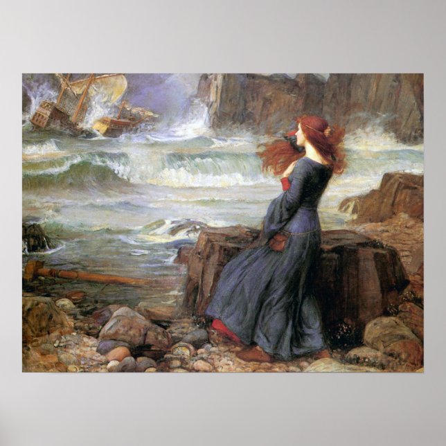 Pôster Miranda - O Tempest - John William Waterhouse (Frente)