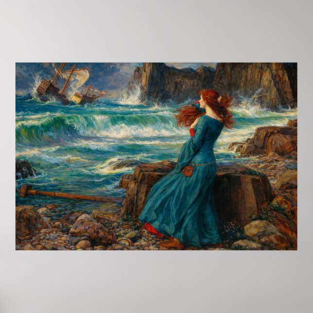 Poster Miranda por John William Waterhouse (Frente)