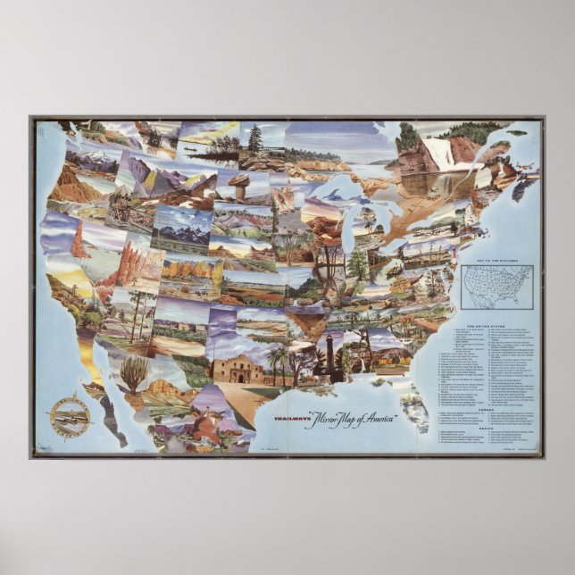 Poster "Mirror Map of America" - Nature's Landmarks (Frente)