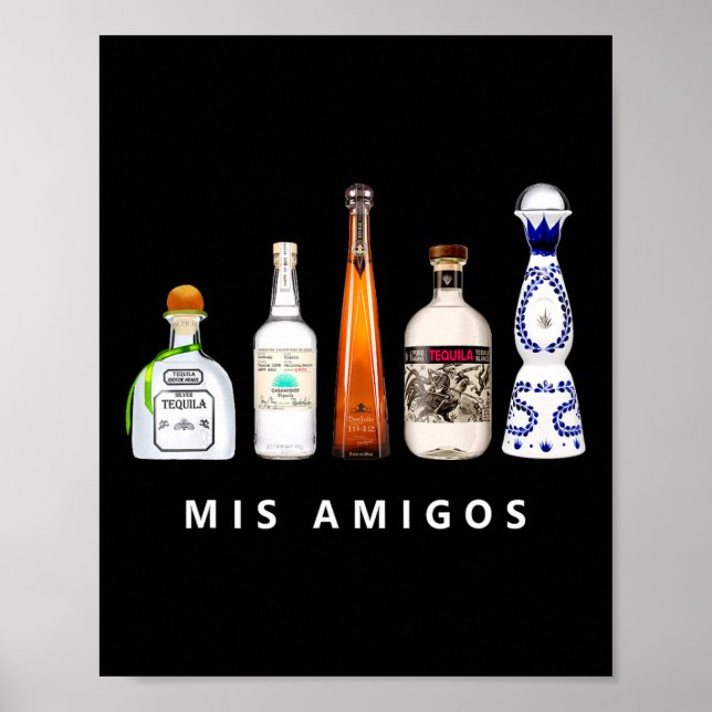 Poster Mis Amigos Tequila Funny Cinco De Mayo Par Mexican (Frente)