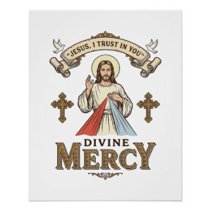 Pôster Misericórdia Divina Jesus Gravura Vintage Camisa R