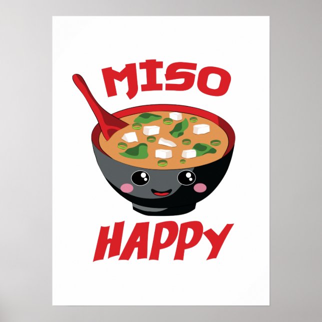 Poster Miso Happy Funny Comida Kawaii (Frente)