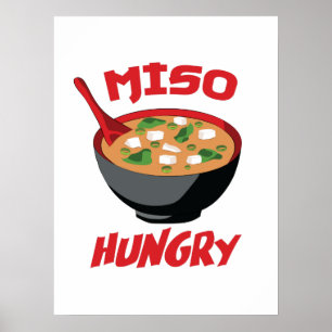 Poster Miso Hungry Funny Comida Kawaii
