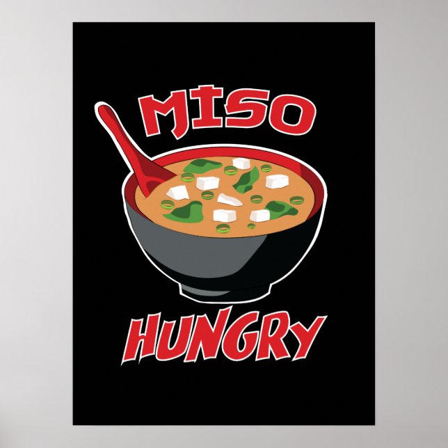 Poster Miso Hungry Funny Comida Kawaii (Frente)
