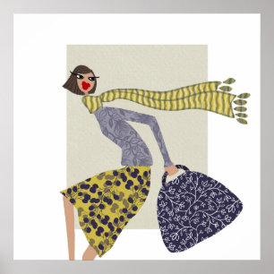 Poster Miss Honey Winter Chic Dia Glam Moda Arte