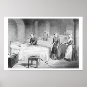 Pôster Miss Nightingale in the Hospital at Scutari, engra