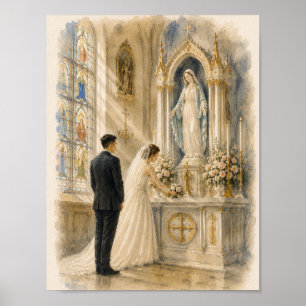 Poster Missa Latina Tradicional Primeira Missa Aquarela
