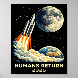 Poster Missão artemis ii à lua em 2026 humanos retornam r