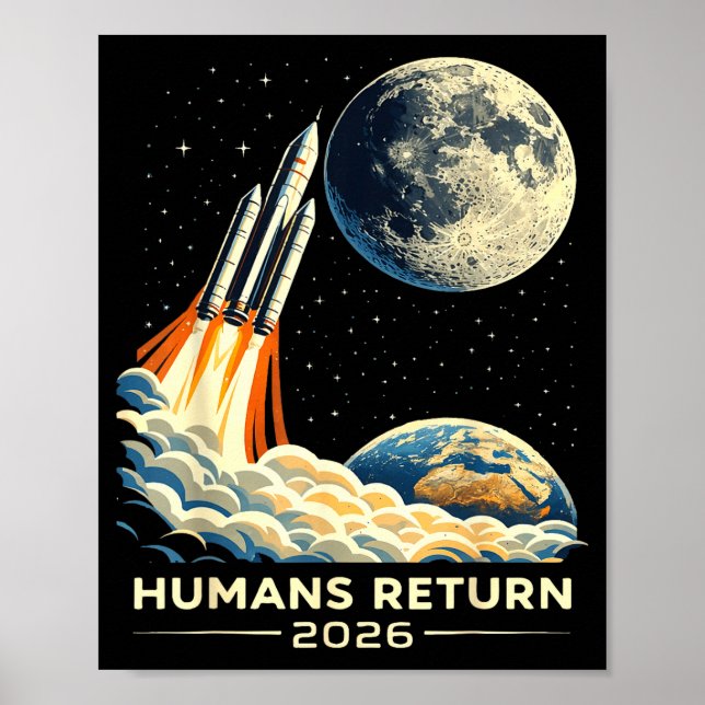 Poster Missão artemis ii à lua em 2026 humanos retornam r (Frente)
