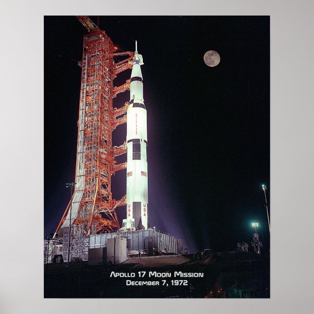 Poster Missão da Lua Apollo 17 (Frente)