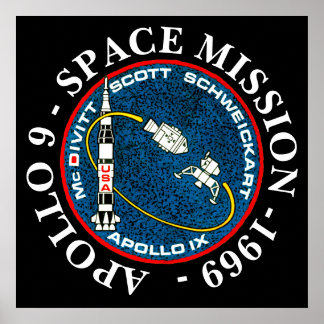 Poster Missão Espacial 1969 Insignia da Apollo 9