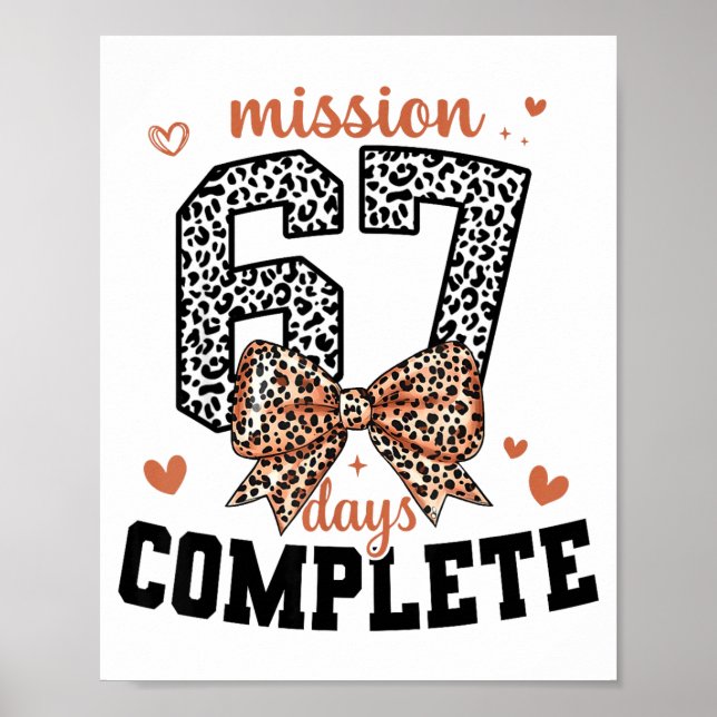 Poster Mission 67 Days Complete Back To School Bow Leopar (Frente)