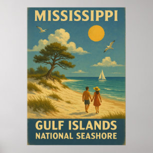Poster Mississipi Ilhas do Golfo Nacional Seashore V01