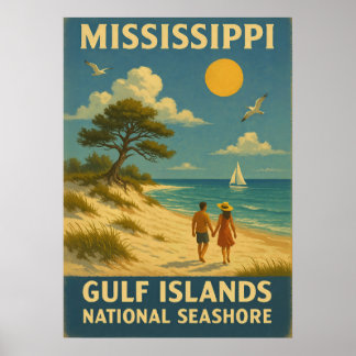 Poster Mississipi Ilhas do Golfo Nacional Seashore V01