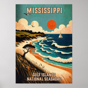 Poster Mississipi Ilhas do Golfo Nacional Seashore V02