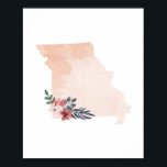 Poster Missouri Floral Watercolor State<br><div class="desc">Missouri Floral Watercolor State</div>
