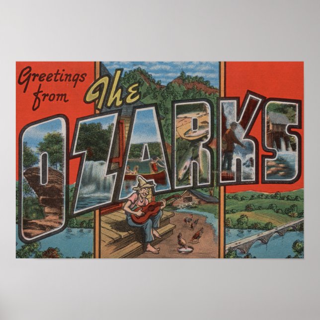 Pôster Missouri - The Ozarks - Large Letter Scenes 2 (Frente)