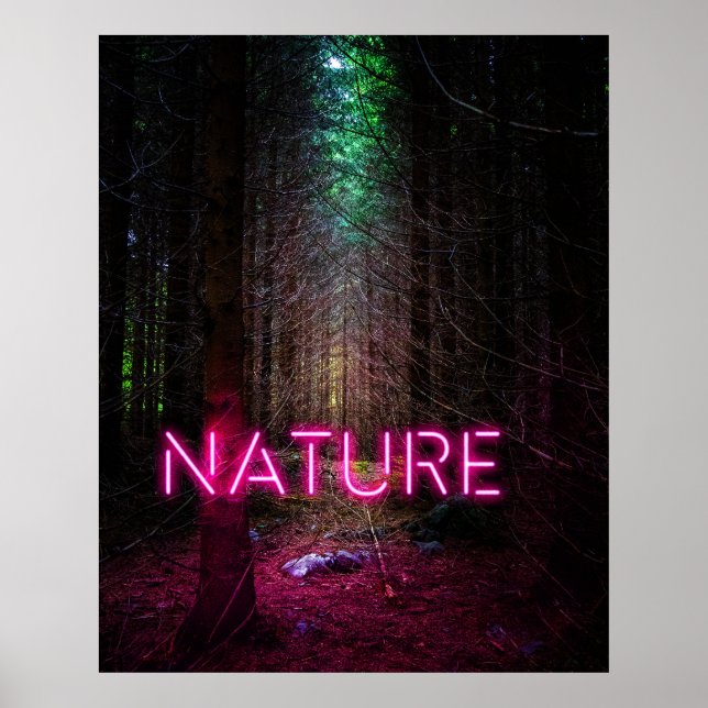Poster Misteriosa floresta de espadilha natureza neon mag (Frente)