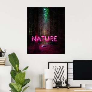 Poster Misteriosa floresta de espadilha natureza neon mag