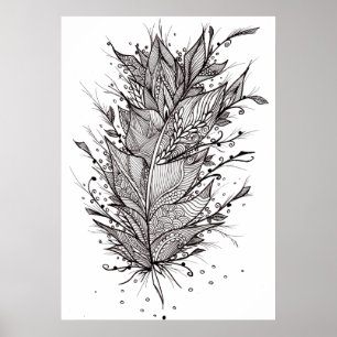 Poster místico de Lineart da pena