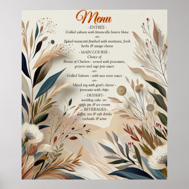 Poster Mistura boêmica de chá, magenta, flores roxas (Frente)