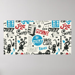 Poster mistura de rabiscos jazz