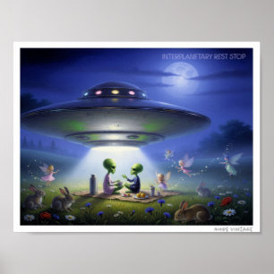 POSTER MISTURA EXCÊNTRICA DE ALIENS, PIXIES E FADAS