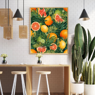 Poster Mistura Tropical de Citrinos – Aquarela de Limão, 
