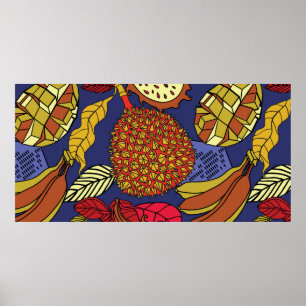 Poster Mistura tropical exótica de frutas. Natureza flor