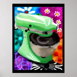 Poster Misturador Funky Abstrato Art Verde Rosa