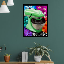 Poster Misturador Funky Abstrato Art Verde Rosa