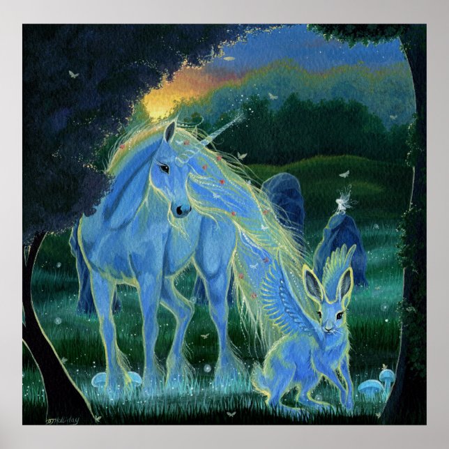 Poster "Misture Midsummers Morning" Unicorn Canvas Print (Frente)