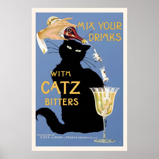 Poster Misture Seus Drinks com Catz Bitters Vintage (Frente)