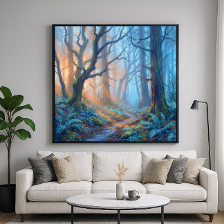 Poster Misty Forest Mystic Path  - Pastel Painting Style