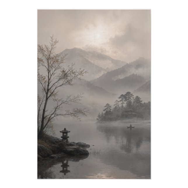 Pôster Misty Japanese Mountain Wall Art Poster (Frente)