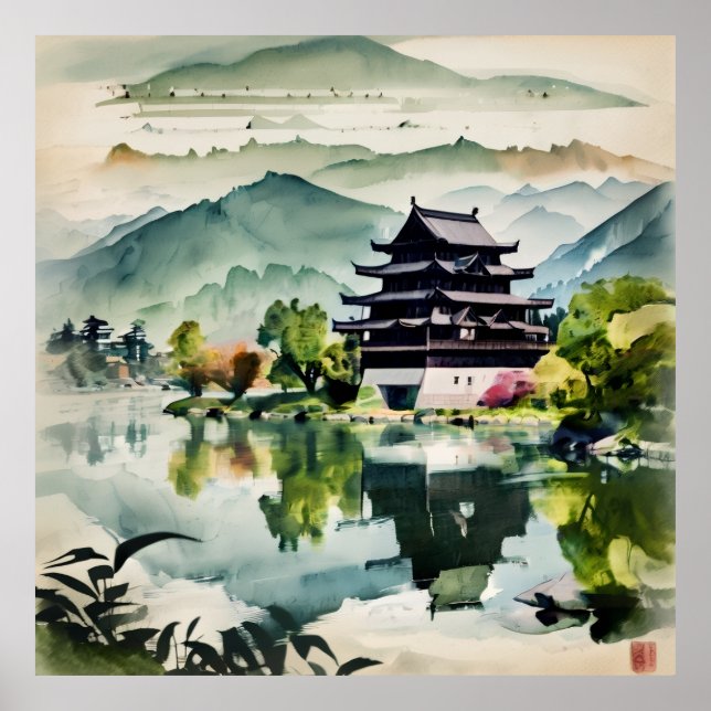 Poster Misty Morning In The Mountains (Frente)