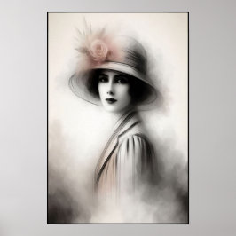 Poster Misty Retro Portrait of Elegance