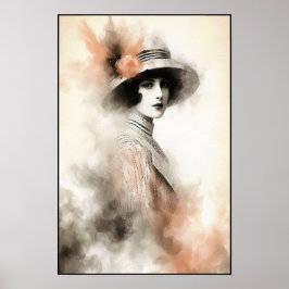 Poster Misty Retro Portrait of Elegance