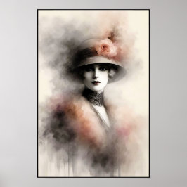 Poster Misty Retro Portrait of Elegance
