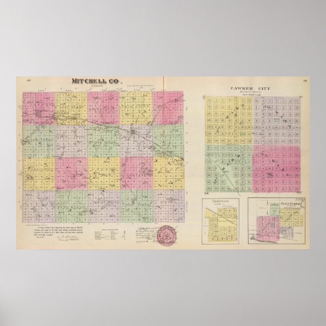 Poster Mitchell County, Cawker City, Simpson, Kansas (Frente)