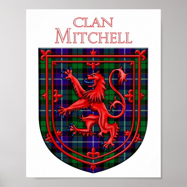 Poster Mitchell Tartan Scottish Xadrez Lion Rampant (Frente)