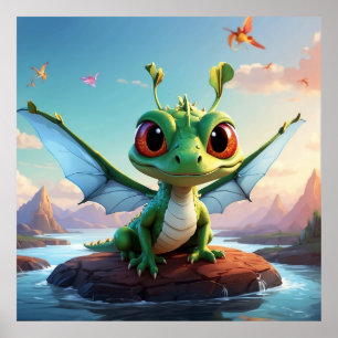 Poster *~* Mítica Fantasy Early Dragonfly Cartoon