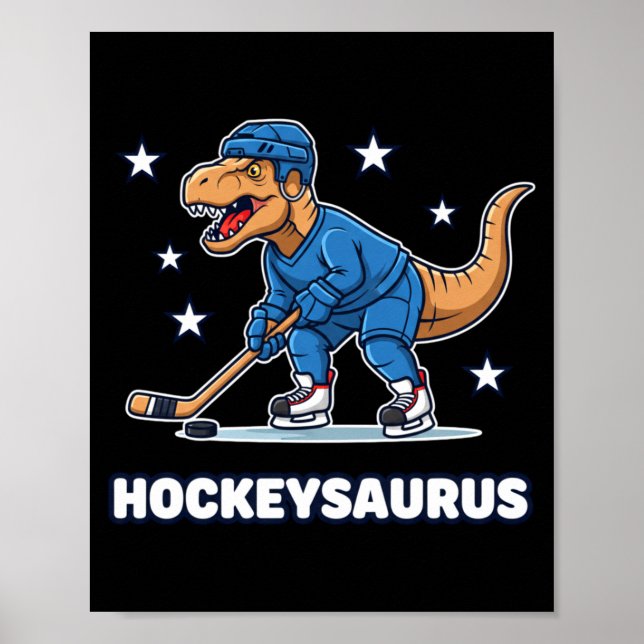 Poster Mítico &amp; pré-histórico hockeysaurus engraçado (Frente)
