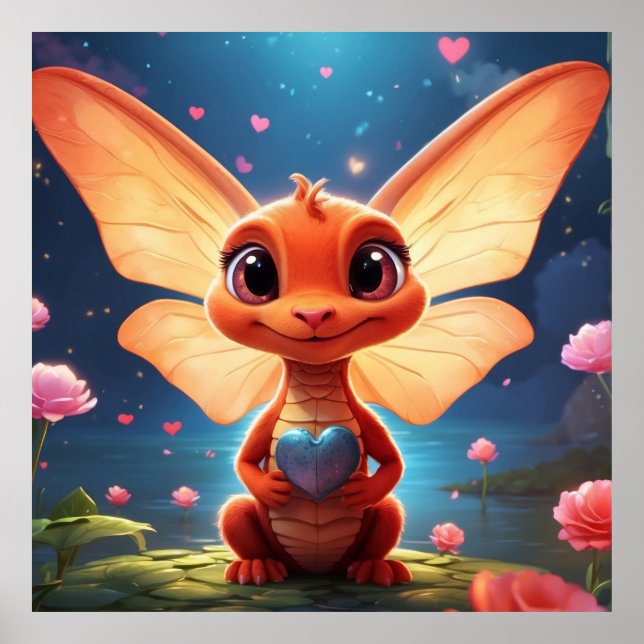 Poster *~* Mítico AP48 Amor Cute Baby Dragon (Frente)