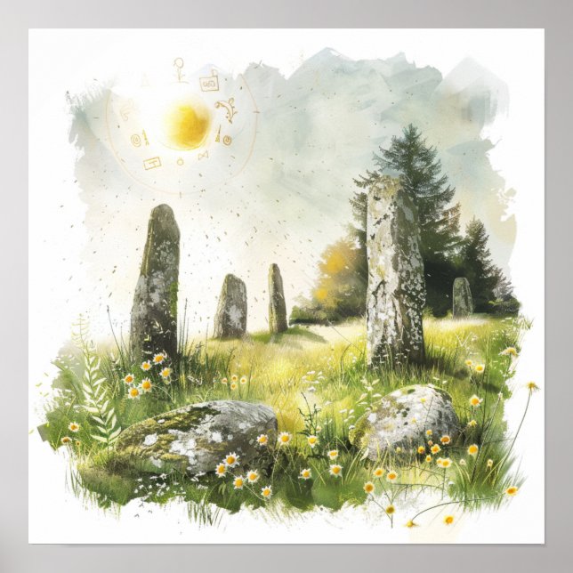 Poster Mitologia Celta e Símbolos Sun Litha (Frente)