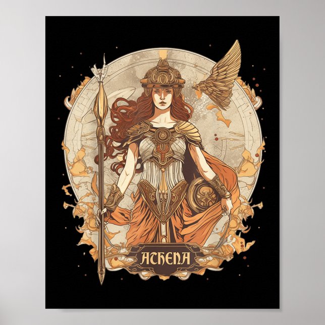 Poster Mitologia Grega - Athena, Deusa Da Sabedoria E Gue (Frente)