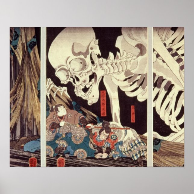 Poster Mitsukini Defying the Skeleton Specter, c.1845 (Frente)