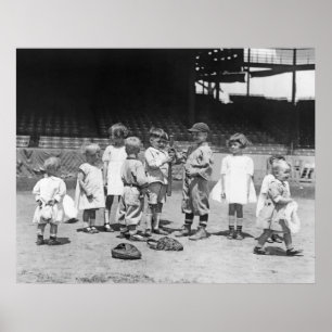 Poster Miúdos e basebol, 1900s adiantados